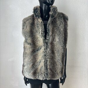 Reversible Faux Fur Vest in Brown and Black